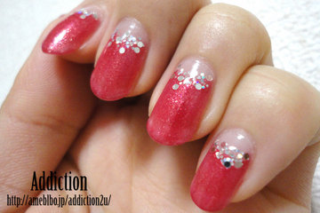 赤×シルバーホロの逆フレンチ