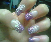 パープルグラデとバラ