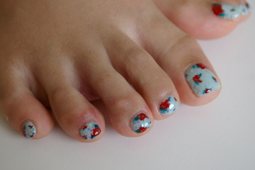 ブルーの小花柄夏FOOT