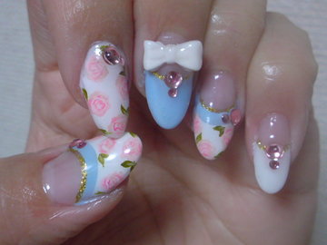 小花柄、ダブルフレンチ