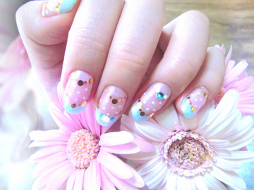 ブルーホログラムゴールドモロッコネイル