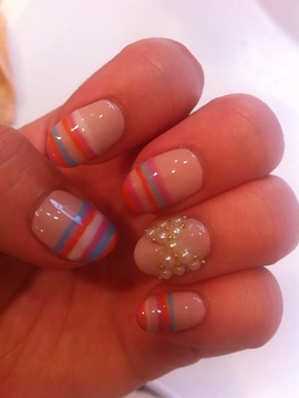 パステルストライプ×リボン