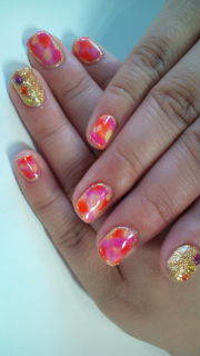 ピンク オレンジ タイダイ