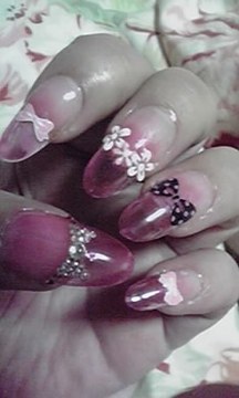 自作ネイル　ピンクジェル