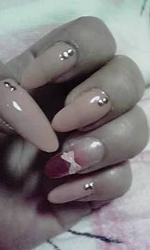 自作ネイル　サーモンピンク