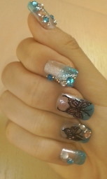 ブルーグラデ・蝶アート