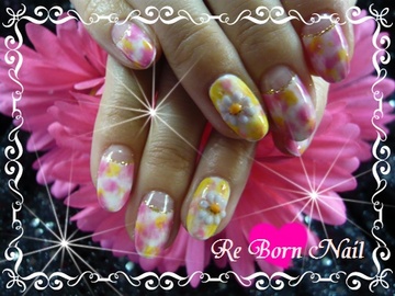 ビタミンカラー★タイダイネイル