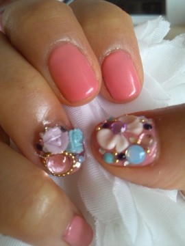 ラブリーキラキラ盛ネイル☆右☆