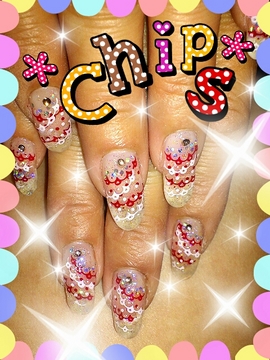 赤と白でレース風