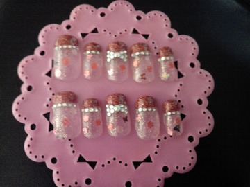 リボン×赤ラメフレンチ