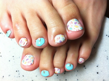 パステルヒョウ柄ネイルFOOT