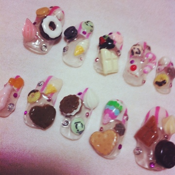 ピンク×ストライプ×お菓子