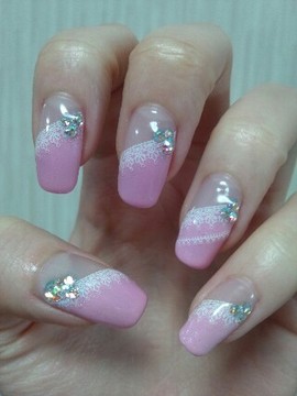 斜めフレンチ×レース