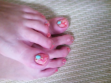 オレンジタイダイ柄