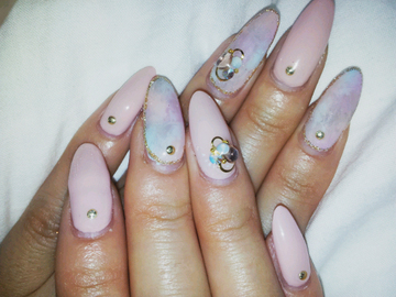 ピンクタイダイネイル♪