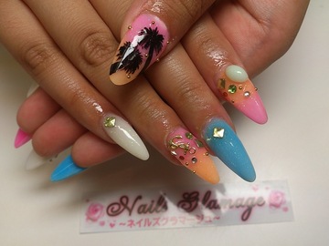ヤシの木フラットアート　