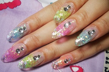 星ラメグラデnail