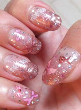 クラシカルなリボンネイル