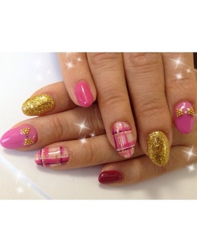 チェック柄ラブリーネイル！