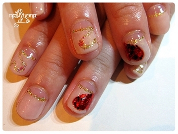 真っ赤なきらきらハート(ジェル)