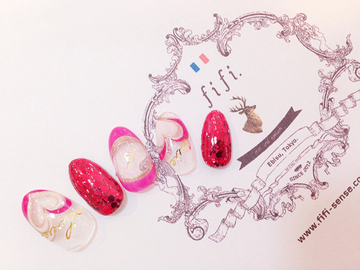 ホロ　ガーリーバレンタインネイル