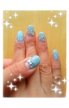 スモーキーブルー×ドットネイル