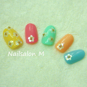 カラフルホロ花NAIL