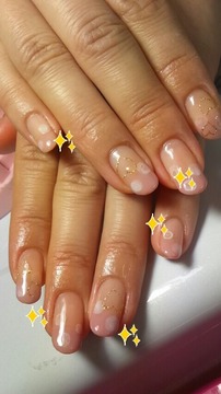 ベージュピンクグラデ