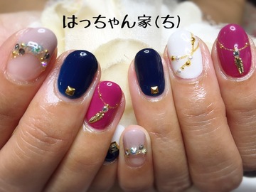 ネイビー秋ネイル