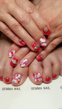 お花ネイル＆ピーコックフットネイル