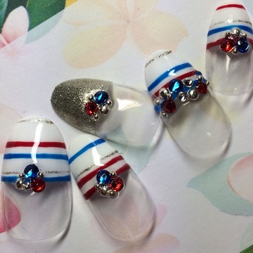 マリンボーダーネイル¥12000