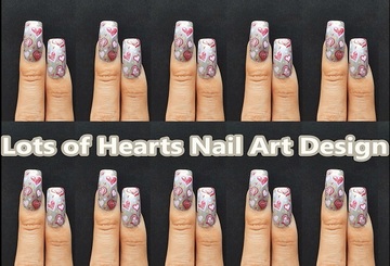 Lots Of Hearts Nail Art Design