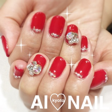 キラキラ♡真紅ネイル