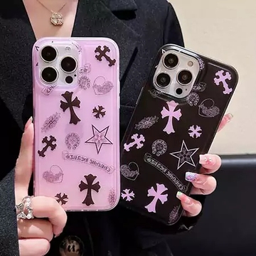 クロムハーツ ピンク＆ブラッククロス セミマット 