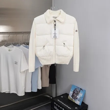 モンクレール カーディガン ダウン | ウールニット袖 パッチワ