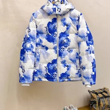 ルイヴィトン ダウン メンズ 青花色 かわいい LV ショートフ