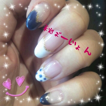 紺＆ホワイトドット