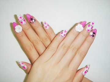 姫系Nail☆ピンク×ホワイト 