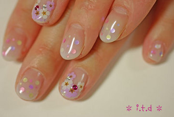 ドット＆押し花フレンチ