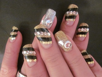 秋ネイル色々♪ブラック&ゴールドネイル