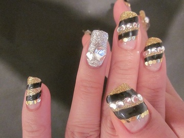 秋ネイル色々♪ブラック&ゴールドネイル