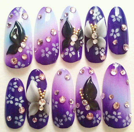 成人式ふんわり濃紫蝶々