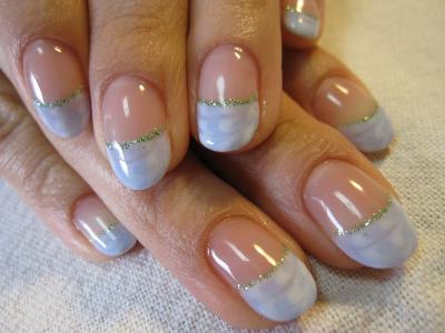 水色なピーコックフレンチネイル 北浦和ネイルサロンwicket Nail Wicket Nail のネイル ネイルクルー