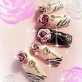 ゼブラ柄アルミ薔薇ネイル