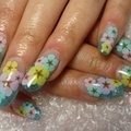 花埋め込みNail ★青×花