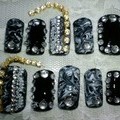 黒×白 マーブル ダイヤレーンネイピ風