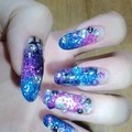 青ﾋﾟﾝｸ紫ラメ×蜘蛛の巣×スカル