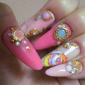 ★左手★…ミルキーモロッコ×ローズ柄Nail