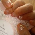 ベージュピンク☆花☆
