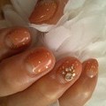 ベージュピンクドット☆